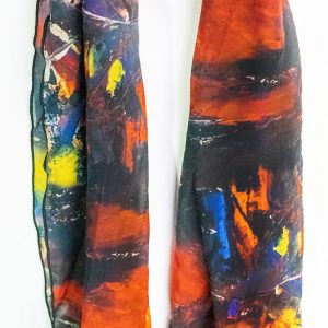 Semi-sheer Chiffon Scarf Light colorful scarfs for all occasions that showcase the original art of the young adults with autism These scarfs start conversations add stylish flaitr and get our artists noticed by everyone you meet. 55” long x 15” wide