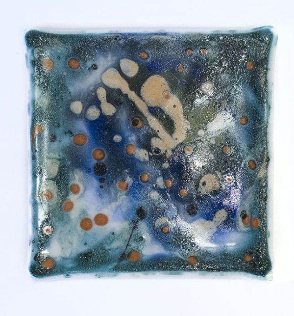 Fused Glass Tray #63; 6”x6”; Sky and clouds