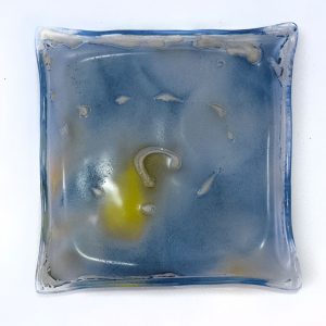 Fused Glass Tray #13; 3”x2”; Misty Sky