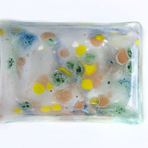 Fused Glass Tray #23; 3”x2”; Air and bubbles