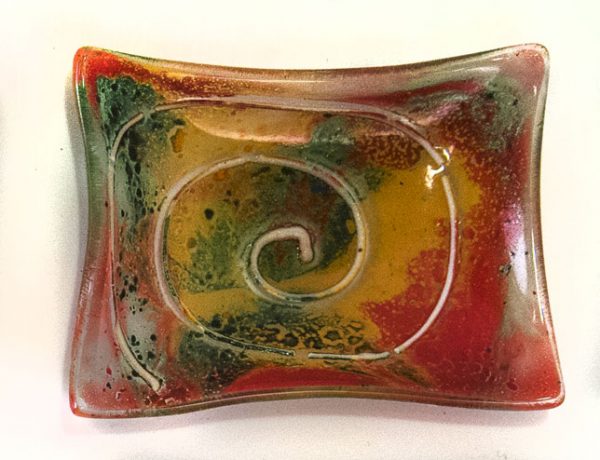 Fused Glass Tray #25; 3x2; Cosmos