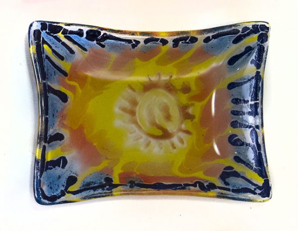 Fused Glass Tray #26; 3”x3”; Sunbathing