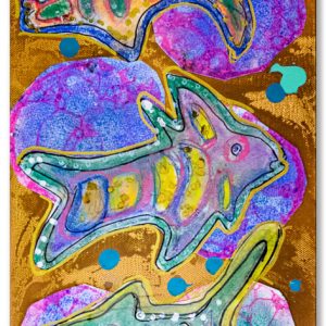 Deep Sea Fish; Chalk and Bubble Art, by Joshua; 8”x12”