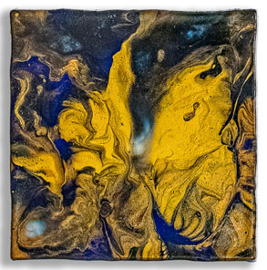 Fused Glass Tray #3; 6”x6”; Liquid Gold
