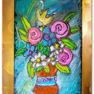 Terracotta Flower Vase, Chalk on Paper, by Alex; 18”x24”