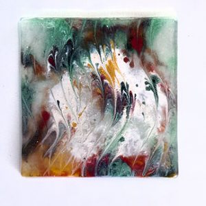 Fused Glass Tray #4; 6”x6”; heat waves