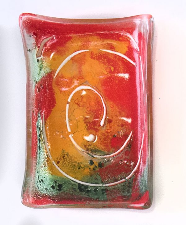 Fused Glass Tray #10; 3”x2”; Explosion