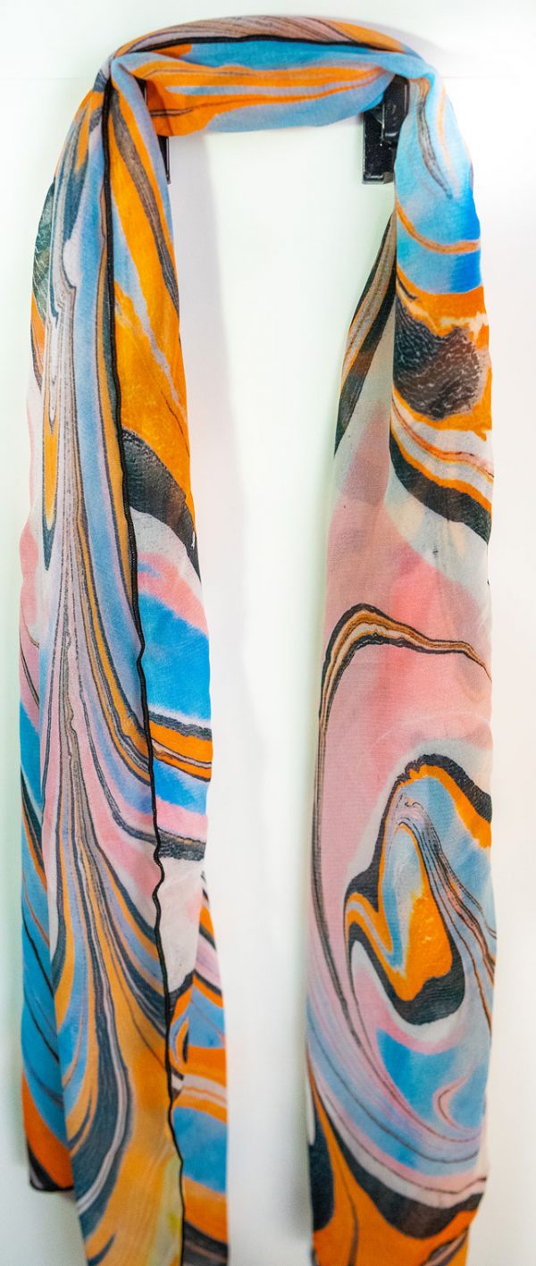 Marbled Chiffon Scarf 70” long x 18” Wide Waves