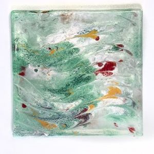 Fused Glass Tray #5; 4”x4”; water waves